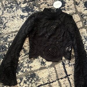 Elegant Black Lace Women's Top